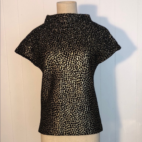 Diane Von Furstenberg Tops - Elegant Black and Gold Women's Top